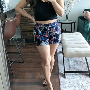 High rise chiffon shorts